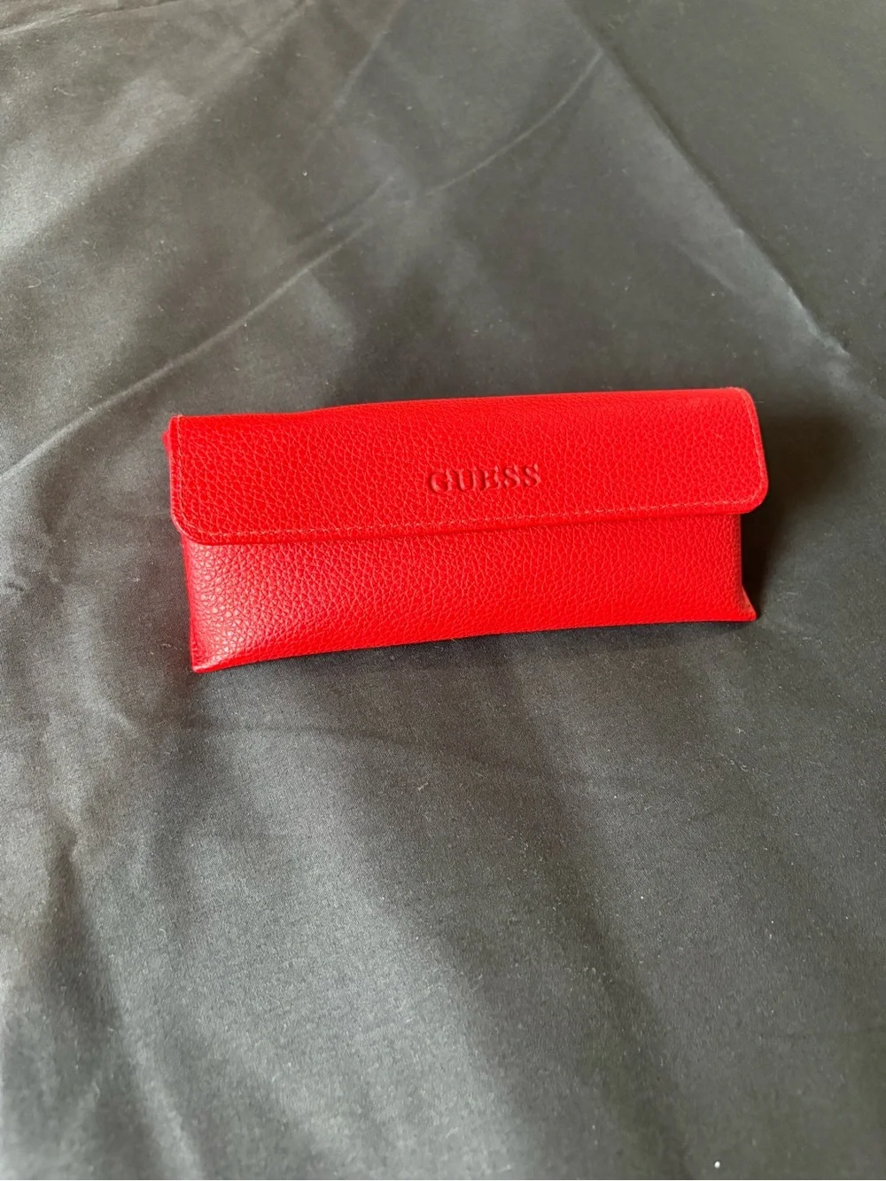 GUESS Red Pebbled Leather Eyeglass Pouch